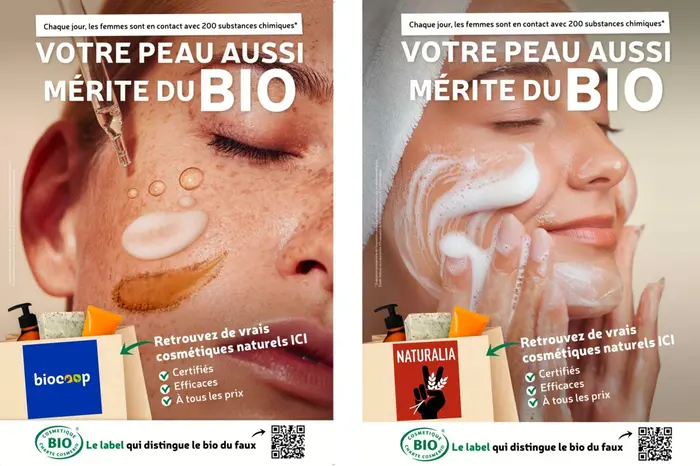 Montage campagne Cosmébio avec enseignes